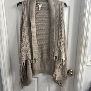 Womens Matilda Jane Tan Sweater Vest Cable Knit Sleeveless Size S